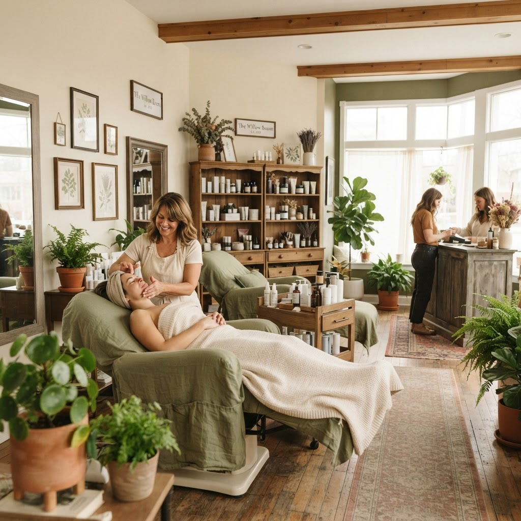 Warm, cozy interior of My Beauty Shoppe salon in Como